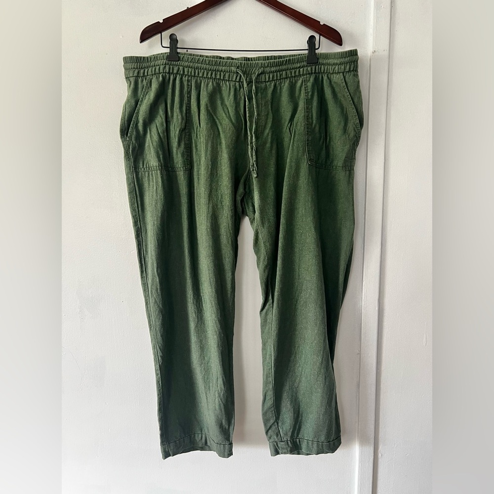 Old Navy Linen Blend Green Casual Pants